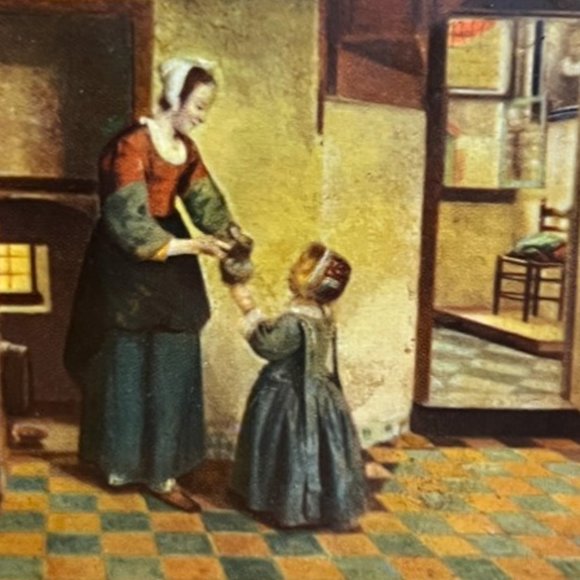 Vtg Embossed Holland Tin Box Old Master Art Hinged Gold Silver READ 4.75" Square - Picture 10 of 16